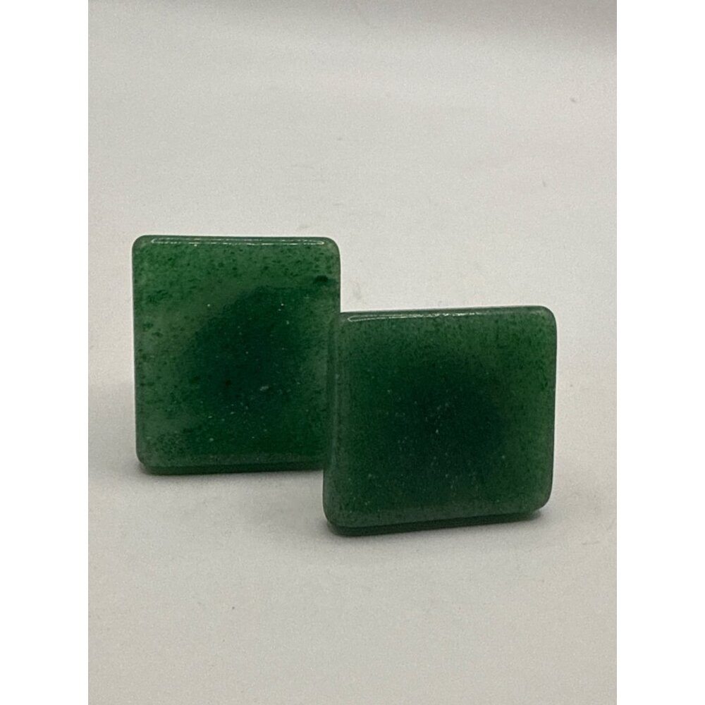 Vintage Green Resin Cufflinks Square Design Mens Jewelry Silver-Tone Backing